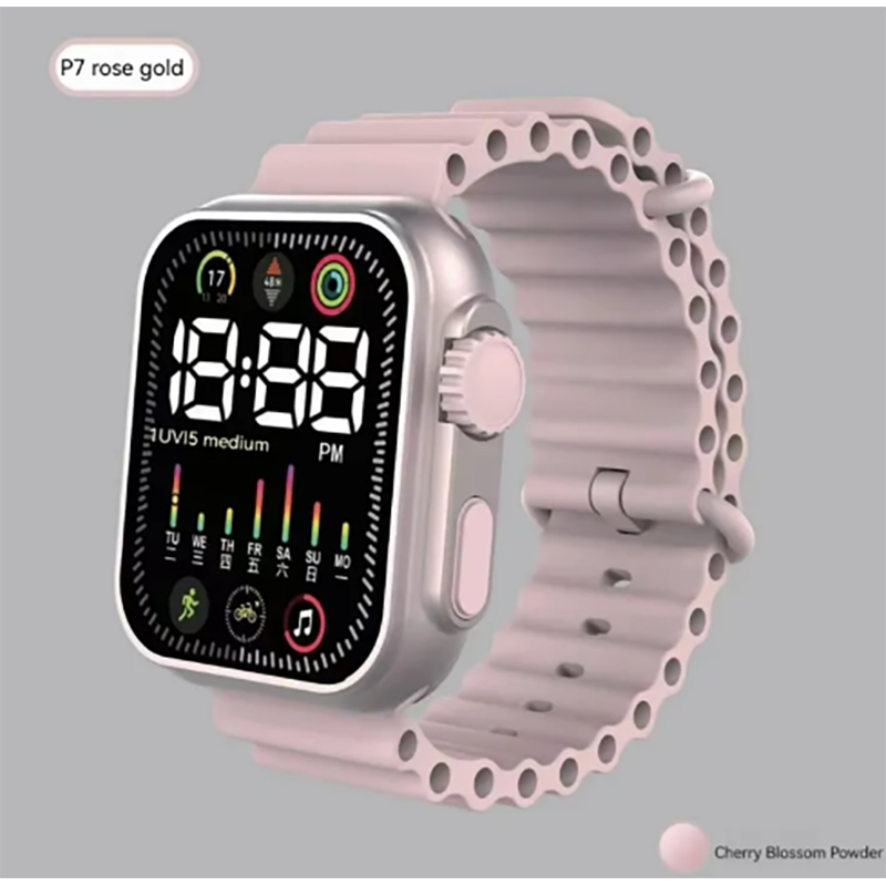Picture of LED  n electronic watch P7 rose gold marine band fashion digital sports students children LED electronic watch