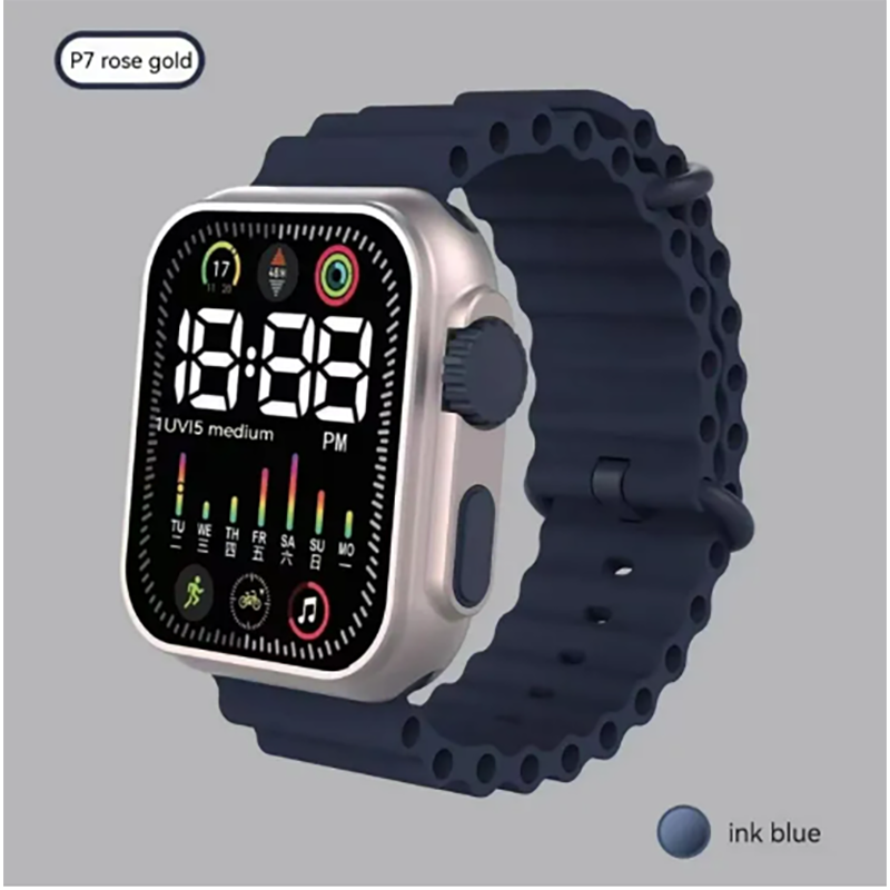 Picture of LED electronic watch P7 rose gold marine band fashion digital sports students children LED electronic watch