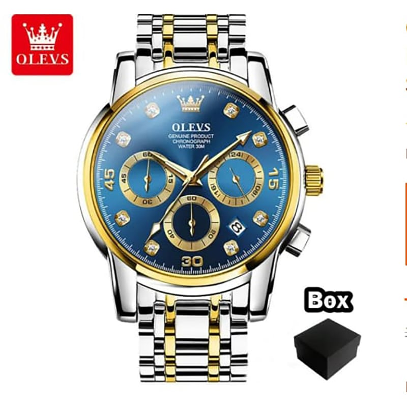 Picture of Inspired by olevs 28-89 luxury fashion stainless steel imported waterproof chronograph active wristwatch FOR men