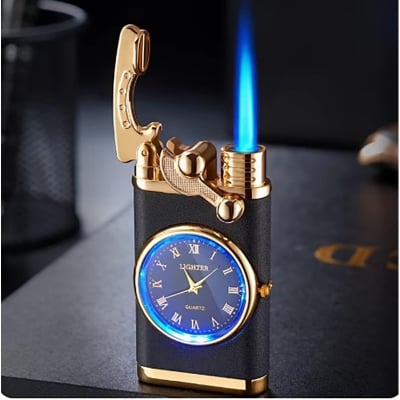 Picture of douyin style watch real dial rocker arm windproof gas lighters blue light qixi boyfriend gift factory wholesale