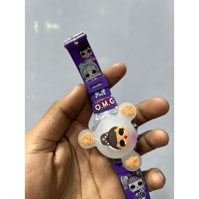 Picture of Time Up Digital Dial Cartoon Revolving Cap Glowing Light Cartoon Printed Strap Colorful Kids Watch for Boys & Girls (Age:4-12 Years) -RC56-Y