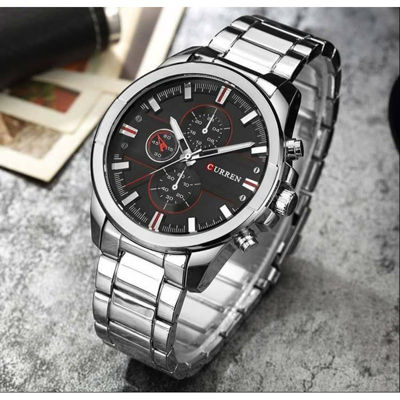 Picture of Inspired by Curren men black Luxury Brand Fashion Quartz Watch Men Sports Chronograph Clock without date