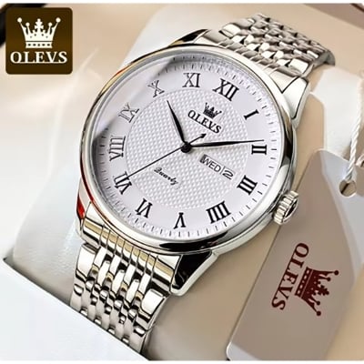 Picture of Inspired by olevs  Men's Watches Classic Simple Original Quartz Watch for Man Stainless Steel Waterproof Roman Scale Wristwatch Date Week