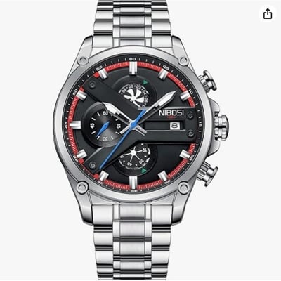 Picture of Inspired by curren Men's Watches Analog Quartz Military Chronography Business Watches for Men Waterproof Sport Stainless Steel Wrist Watch Date