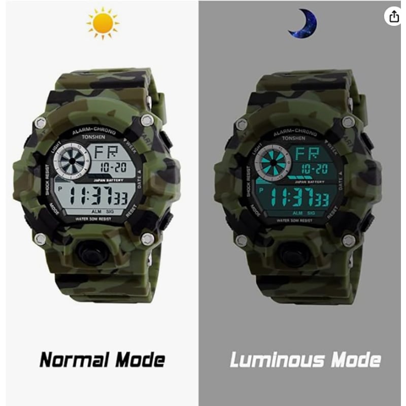 Picture of Inspired by G force Men's Digital Sports Watch with Big Dial LED Waterproof 50M, Camouflage