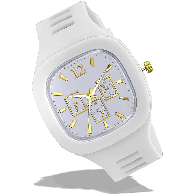 Picture of Classy White Color Square Dial Analog Watch For Men & Boy'S - Watch For Men - Watch For Men By Top 10 Mart - ঘড়ি -White