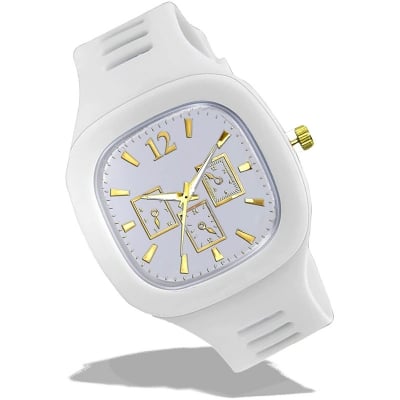 Picture of Classy White Color Square Dial Analog Watch For Men & Boy'S - Watch For Men - Watch For Men By Top 10 Mart - ঘড়ি -White