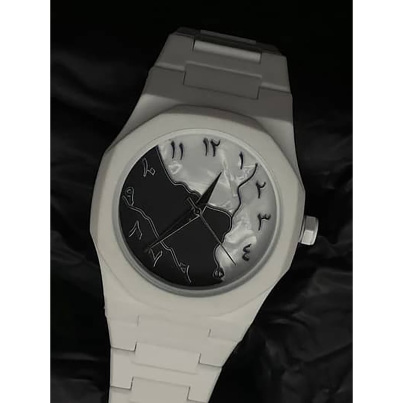 Picture of Inspried bye New Black Arabic Aura (rubber belt) watch Carbon Fiver Plastic Fashionable watch For Men