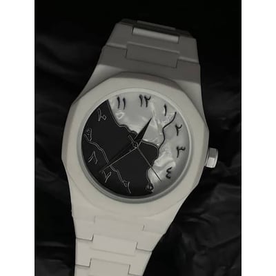 Picture of Inspried bye New Black Arabic Aura (rubber belt) watch Carbon Fiver Plastic Fashionable watch For Men