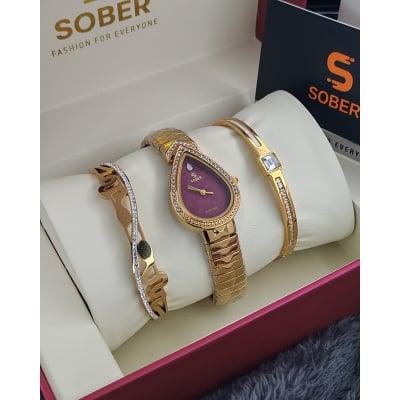 Picture of Women's Wristwatch Fashion Golden Silver Casual Quartz Bracelet Watch Niche Elegant Waterproof Hand Clock for Women