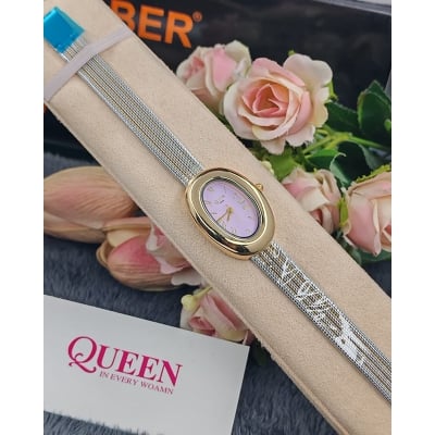 Picture of Gosasa Elegant Women's Quartz Watch - Oval Dial, Slim & Cute, Modern Minimalist Design, 30m Waterproof, Mother-of-Pearl Face, Adjustable Stainless Steel Mesh Band
