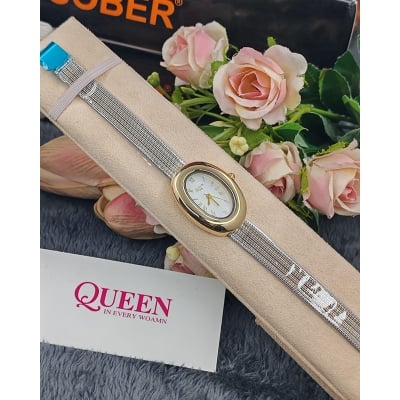 Picture of Gosasa Elegant Women's Quartz Watch - Oval Dial, Slim & Cute, Modern Minimalist Design, 30m Waterproof, Mother-of-Pearl Face, Adjustable Stainless Steel Mesh Band