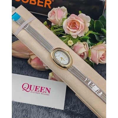 Picture of Gosasa Elegant Women's Quartz Watch - Oval Dial, Slim & Cute, Modern Minimalist Design, 30m Waterproof, Mother-of-Pearl Face, Adjustable Stainless Steel Mesh Band