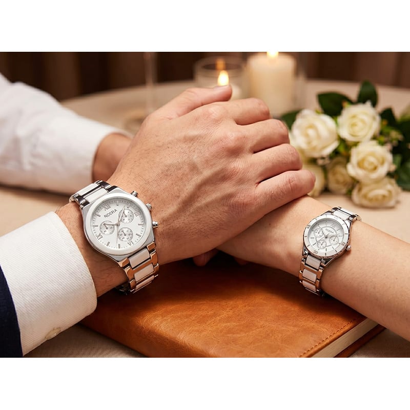 Picture of Couple 【Exclusive Offer】New Three-Dial Face Men's and Women's Steel Strap Watch - Luxurious Gold Tones, Casual Couple's Gift Watch - Quartz Movement
