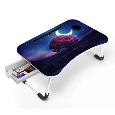 Picture of Computer Laptop Desk Small Foldable Multi-Function Bed Desk Simple Dormitory Lazy Table Bed With Laptop Table - Laptop Table - Code 62 With Drawer,laptoptable1297