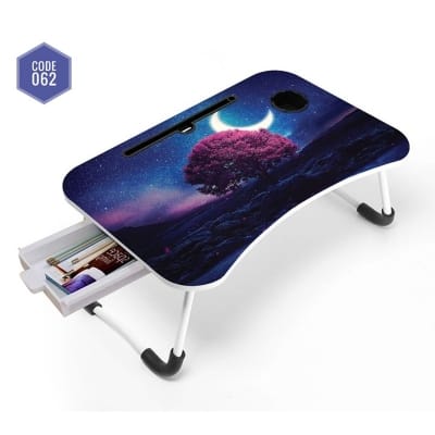 Picture of Computer Laptop Desk Small Foldable Multi-Function Bed Desk Simple Dormitory Lazy Table Bed with Laptop Table - Code 62 With Drawer