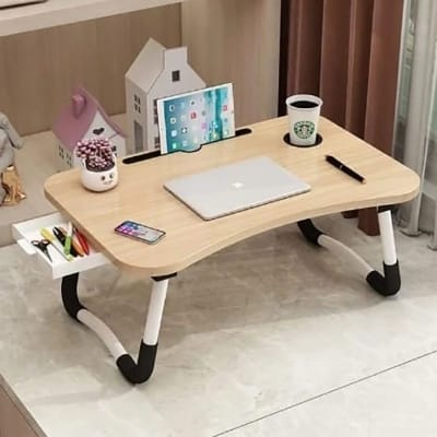 Picture of Small Table Foldable Student Simple Computer Desk Cartoon Learning Lazy Table - Wooden With Drawer