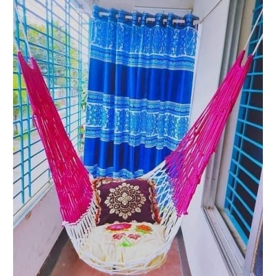 Picture of Hand Made Dulna Adult Rope bed Hanging Dulna Use For All People Large Swing Rope bed Rattan Dulna - Multicolor
