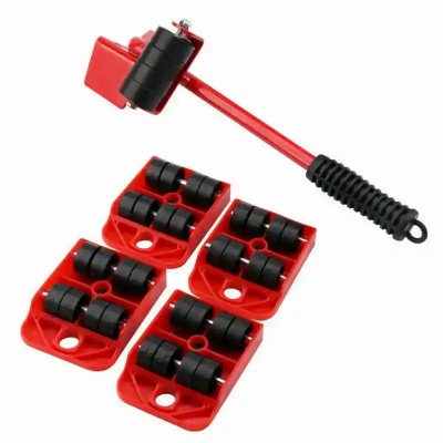 Picture of Furniture Mover Tool Kit Heavy Goods Transport Lifter 4 Wheel Movable Roller with Wheel Rod Movable Bearing - Multicolor