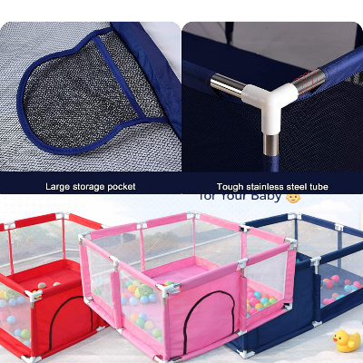 Picture of Baby Playpen with  Frame & Mesh Walls indoor playground-navy blue