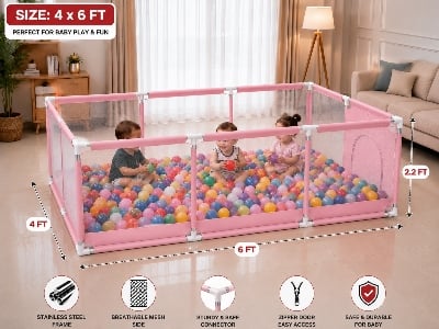 Picture of Premium Baby Playpen with MatPlaypen for  Indoor & OutdoorSafety Baby Play Pen with-Navy Blue