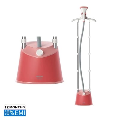 Picture of Buy Philips STE1020/40 Garment Steamer 1800W in Bangladesh | 36g/min Steam, Adjustable Double Pole, Kills 99.9% Bacteria, Soft Red
