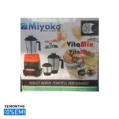 Picture of Miyako (Heavy Duty) Stainless Steel Jars Mixer Grinder, 1100W (3 in 1)., Black&amp;Red