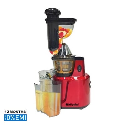 Picture of Miyako MFJ-SD-60E2 Slow Juicer 1500ML with Titanium 304 SS microstrainer. 150W powerful motor, easy to clean, preserves maximum enzymes & vitamins. Perfect for healthy juices at home, Red