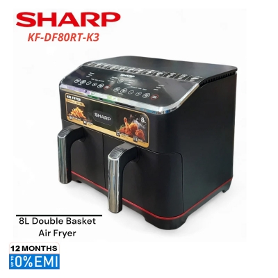 Picture of Sharp 8 Liter KF-DF80RT-K3 Double Basket Air Fryer, Black