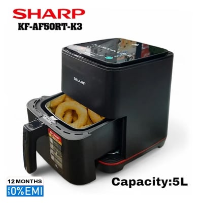 Picture of Sharp Air Fryer 1450 Watts, 5 Liters,8 Cook Menu, Non-stick coating - KF-AF50RT-k3, Black