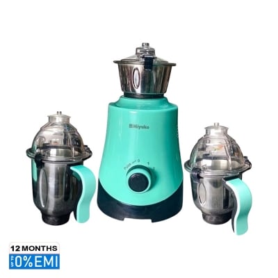 Picture of Miyako BL-GLX18 Robinson 3-in-1 Blender & Mixer Grinder with powerful 1800W motor. Perfect for blending, coffee grinding, spice grinding, and meat grinding. Comes with 3 stainless steel jars (1.5L, 1.0L, 0.4L). Durable stainless steel blades, Turquoise Blue, Pale Carmine