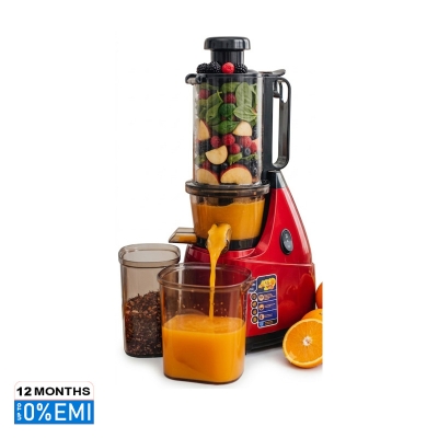 Picture of Miyako SD-60 GA Electric Slow Juicer | Vertical Self-Feeding Juice Squeezer | 500W Copper Motor | 60-80 RPM High Yield | Quiet Operation | Non-Drip Spout, Red