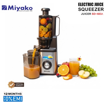 Picture of Miyako SD-603A Vertical Slow Juicer 🧃🔥 | 500W Copper Motor ⚡ | Self-Feeding 🍎 | Non-Drip Spout 🚫💧 | High Yield Juice 🍊 | Reverse & Self-Cleaning Function ✨ | 60-80 RPM Slow Juicing 🐢 | 220-240V Power Supply, ss