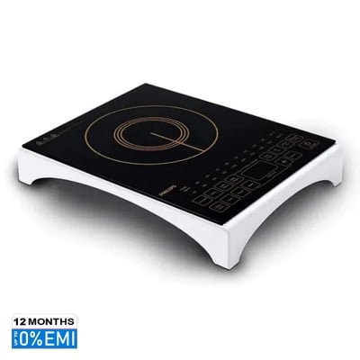 Picture of Philips HD4938/01 Induction Cooker Viva Collection 2100W in Bangladesh. Features sensor touch control, full crystal glass panel, 10 preset cooking menus, 24-hour timer & auto-off safety. Best price in BD, Black