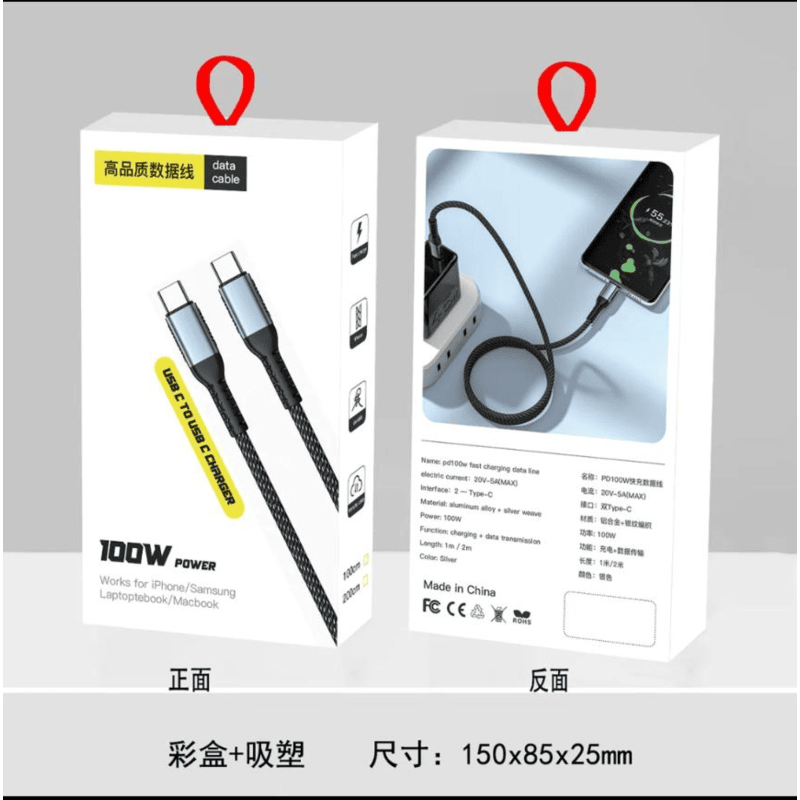 Picture of 100W PD Super Fast Charging Type-C Braided Cable for Samsung, Xiaomi, and Google Pixel