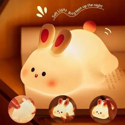 Picture of Rabbit LED Night Light Living Room Cute rabbit Plastic Lamp Bedside Decor Creative Kids Night Light Birthday Gift Cake Decor