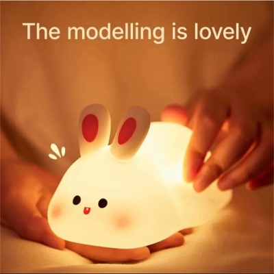 Picture of Rabbit LED Night Light Living Room Cute rabbit Plastic Lamp Bedside Decor Creative Kids Night Light Birthday Gift Cake Decor