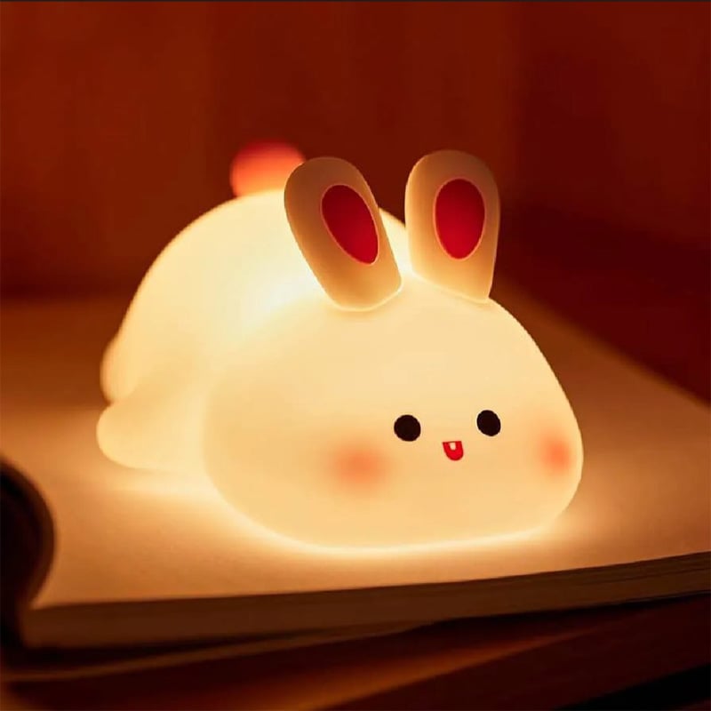 Picture of Rabbit LED Night Light Living Room Cute rabbit Plastic Lamp Bedside Decor Creative Kids Night Light Birthday Gift Cake Decor