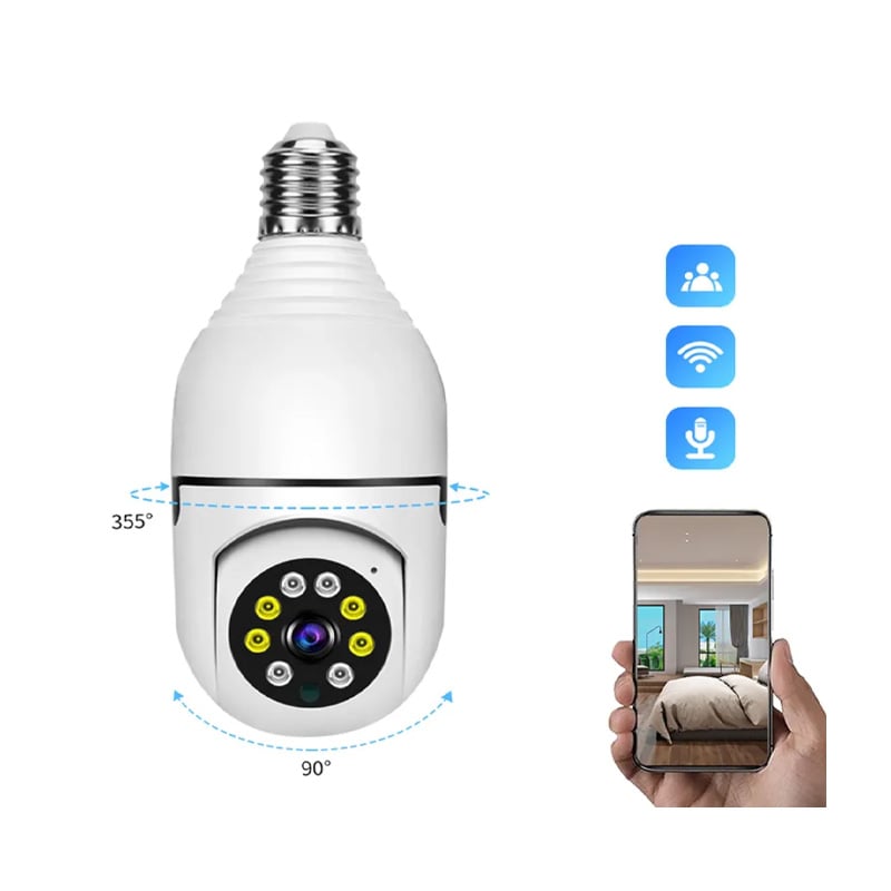 Picture of 1080P Full HD CMOS 355 Degree WiFi Smart Camera with MicroSD Card Recording Function Night Shot Mini Camera