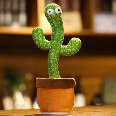Picture of Dancing Cactus Talking Stuffed Plush Toy with Songs and Voice Repeat for Kids-Green