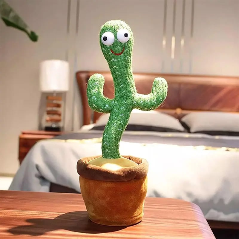 Picture of Dancing Cactus Talking Stuffed Plush Toy with Songs and Voice Repeat for Kids-Green