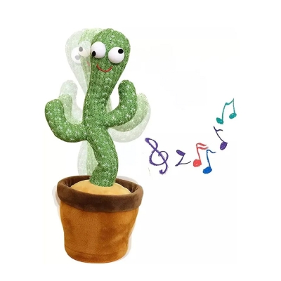 Picture of Dancing Cactus Talking Stuffed Plush Toy with Songs and Voice Repeat for Kids-Green