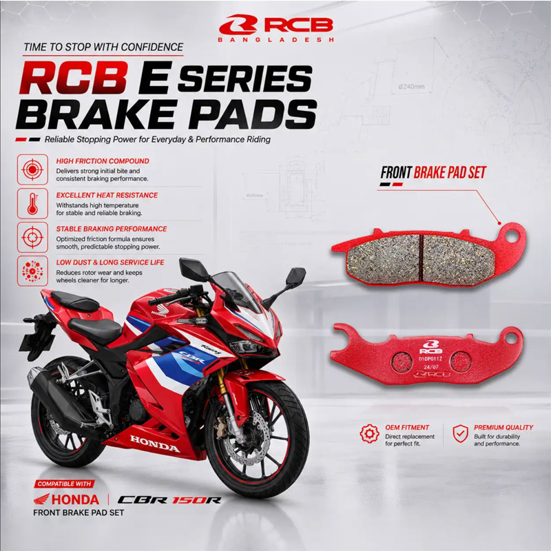 Picture of RCB E SERIES FRONT BRAKE PAD (FR) CBR150 - RED