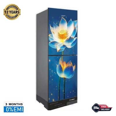 Picture of VISION RE-242 Liter Glass Door Refrigerator Top Mount Flashing Lotus Flower