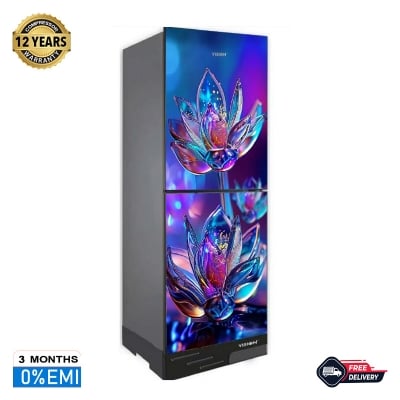 Picture of VISION RE-180 Liter Glass Door Refrigerator Top Mount Crystal lotus Flower