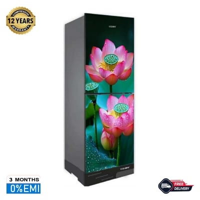 Picture of VISION RE-180 Liter Glass Door Refrigerator Top Mount Dew Lotus Flower