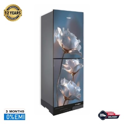 Picture of VISION RE-222 Liter Glass Door Inverter Refrigerator Snow Lotus Top Mount
