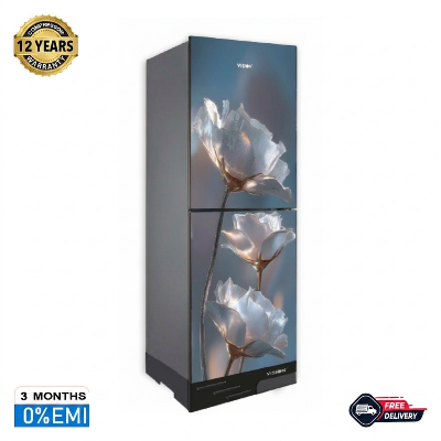 Picture of VISION RE-200 Liter Glass Door Inverter Refrigerator Top Mount Snow Lotus 