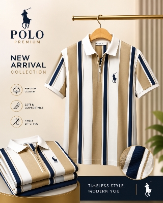Picture of Men’s Premium Zipper Polo Shirt – Casual Half Sleeve Comfortable Regular Fit - Orange