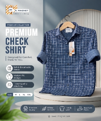 Picture of Men's Premium Casual Shirt | Stylish Full Sleeve Cotton Shirt for Men | Smart Fit Formal & Casual Wear - Blue
